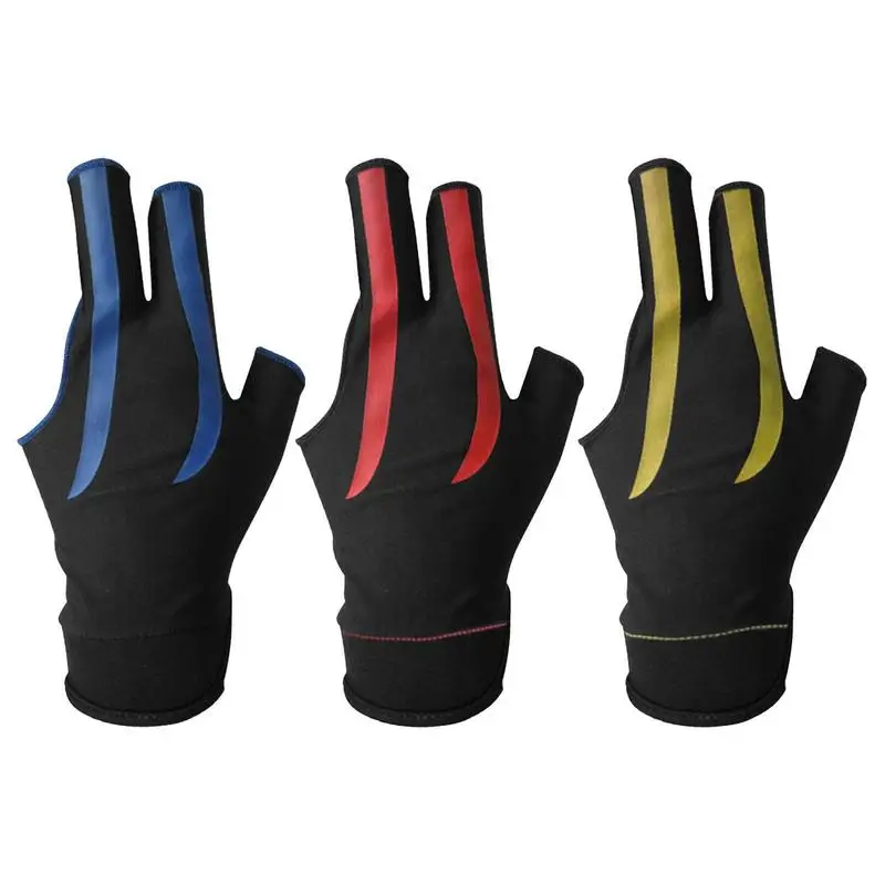 

Перчатка для бассейна, нескользящая, регулируемая, с 3 пальцами, дышащая, для бильярдного шутера, снукера, кий, Спортивная перчатка для левой или правой руки