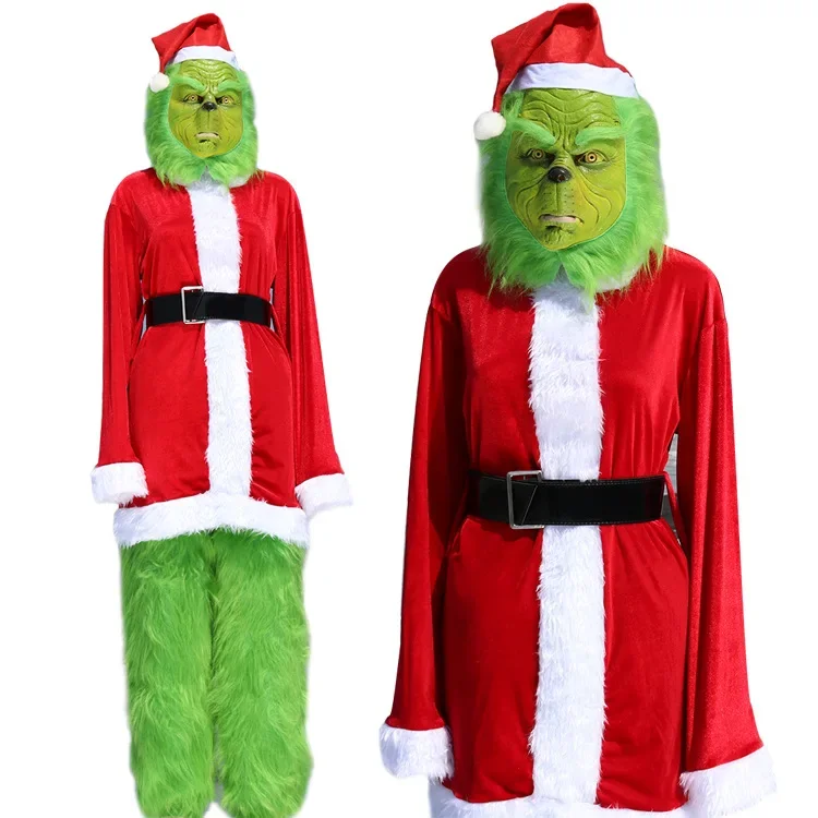 Реалистичная маска зеленоволоса монстра рождественская гарнитура