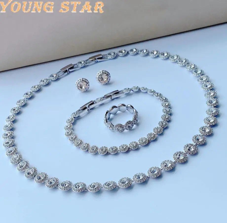 

New 2023 SWA High Quality Jewelry Necklace Earrings Set Luxury Charm Jewelry Temperament Ladies Earrings Luxury Romantic Set Box