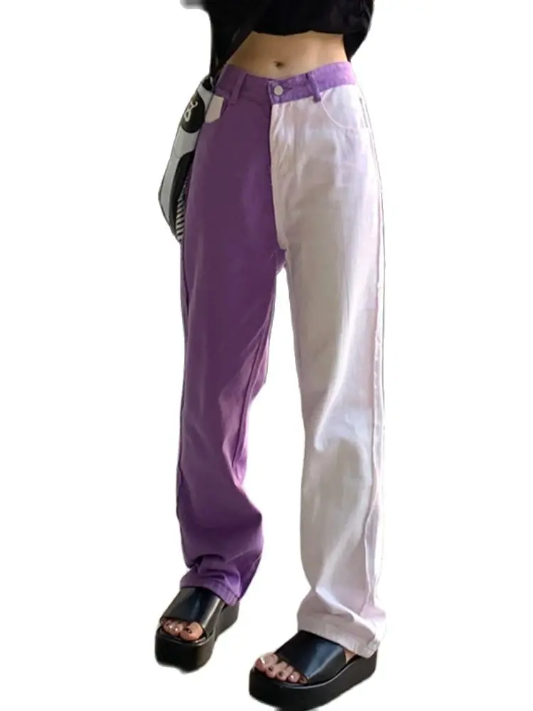 

Свободные цветные джинсы в стиле ретро; Длинные брюки с высокой талией и широкими штанинами; Новинка осени 2022 года; Модная женская одежда в К...