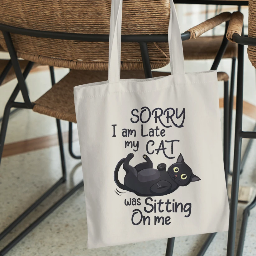 Женская повседневная холщовая сумка милая модная с эстетическим рисунком кота