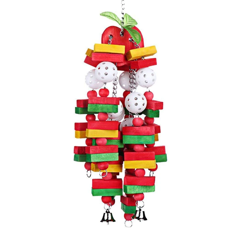 

Bird Chewing Toy Parrot Cage Bite Toy Pet Supplies For Cockatoos African Grey Macaws Large Bird Parrot Toy Natural Wooden Blocks