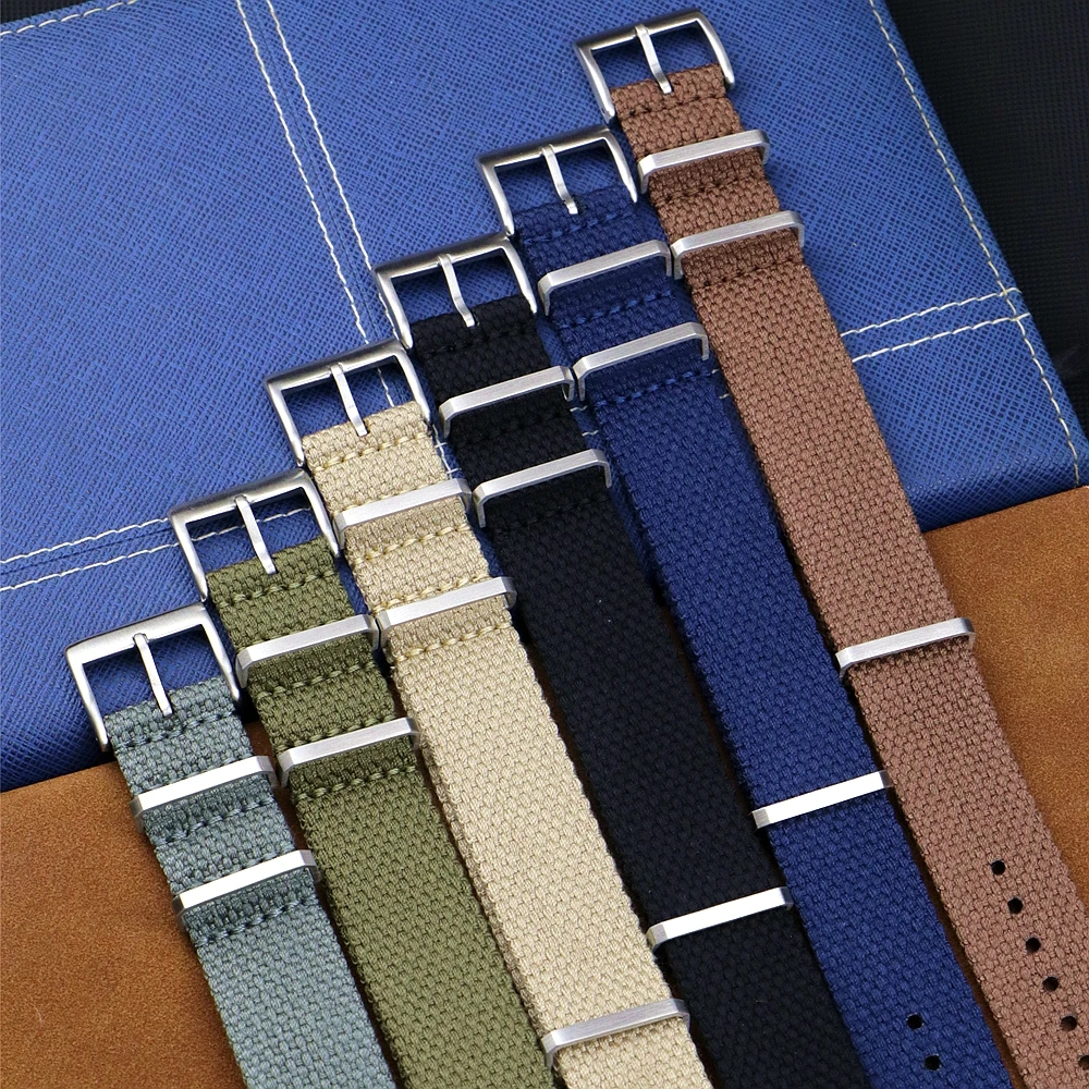 Nato Strap 20mm 22mm Weave Cotton Nylon Blend Soft Material Watch Strap Grey Brown Blue Watchband Wristband Accessories