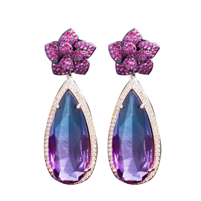 

Новинка 2022, 1 пара длинных сережек в форме капли воды с серебряной иглой, симметричные серьги с суперсказочным цирконием, ювелирные изделия ...