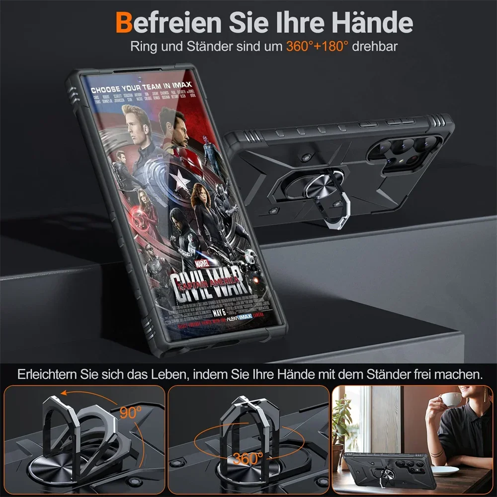 

Роскошный ударопрочный чехол с кольцом-держателем Q World для телефона Samsung S23 S22 S21 Ultra Plus S20 S21 FE