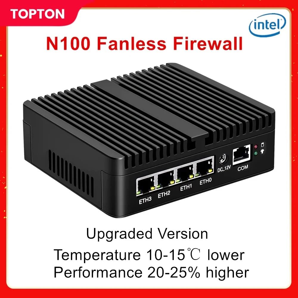 Брандмауэр Intel N100 12-го поколения N5105 N6000 J4125 Программный маршрутизатор 4 LAN i226-V 2.5G NVMe