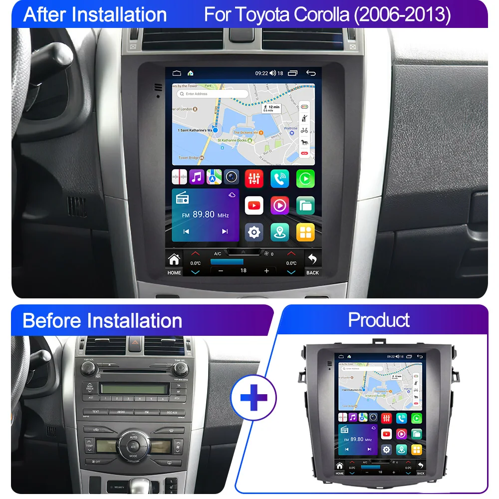 Автомагнитола LEHX L6Pro 2 Din Android 11 для Toyota Corolla E140/150 2006-2013 Carplay стерео Gps Тесла - купить