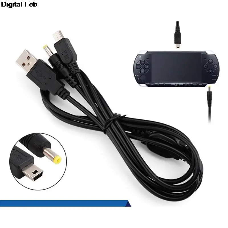 2 In 1 1.2m Cable USB Charger for PSP 1000 2000 3000 USB 5V Charging Plug Charging Cable USB To DC 1A Plug Power Cord Game Acces