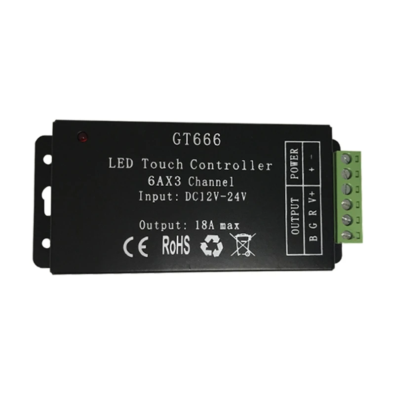 GT666 DC12-24V 6Ax3 канала RGB сенсорный светодиодный контроллер для 5050 лент