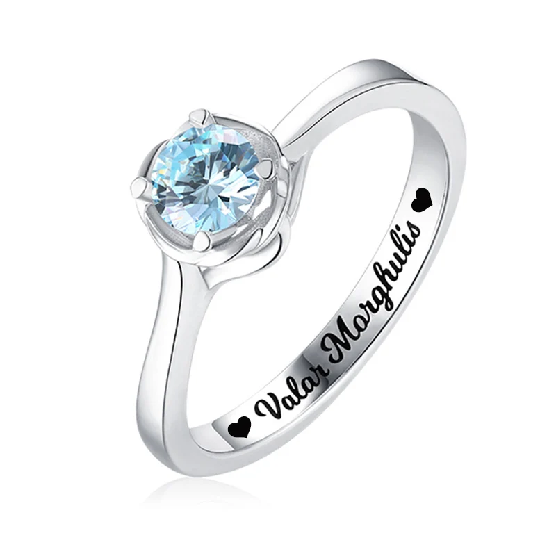 

Custom engraving Name Rings Engraved Birth Stone Ring In Silver Anillos Aneis Feminino Women Jewelry Gift Bague Femme
