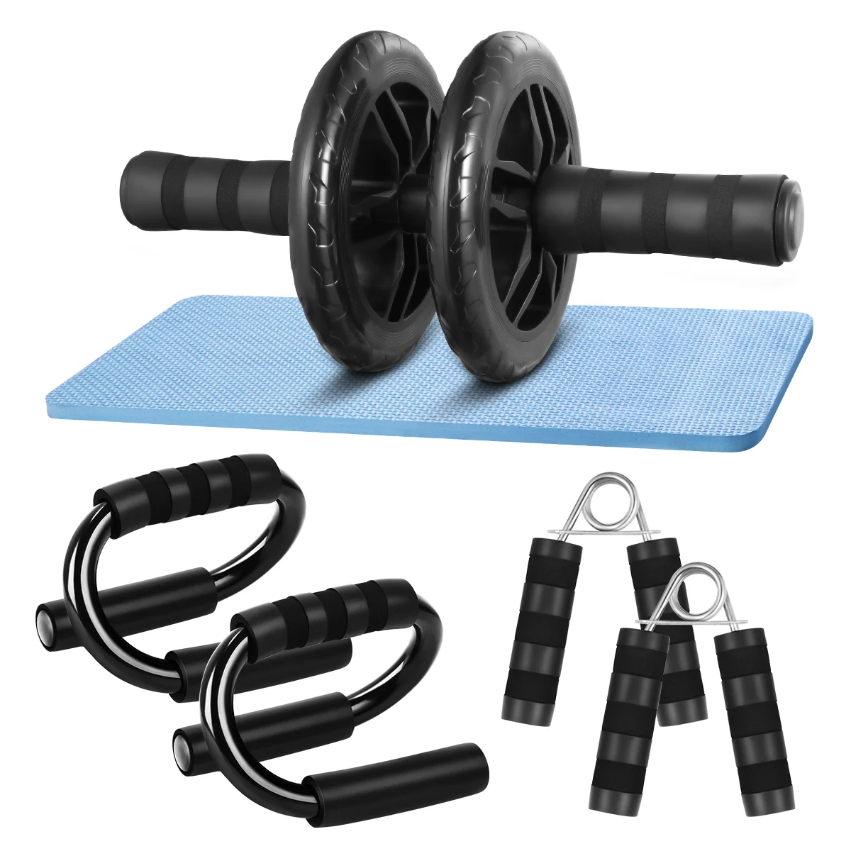 

Clispeed Abdominal Trainer Kit AB Wheel Roller with Push-Up Bars Hand Grippers and Knee Pad Perfect Abdominal Core Carver