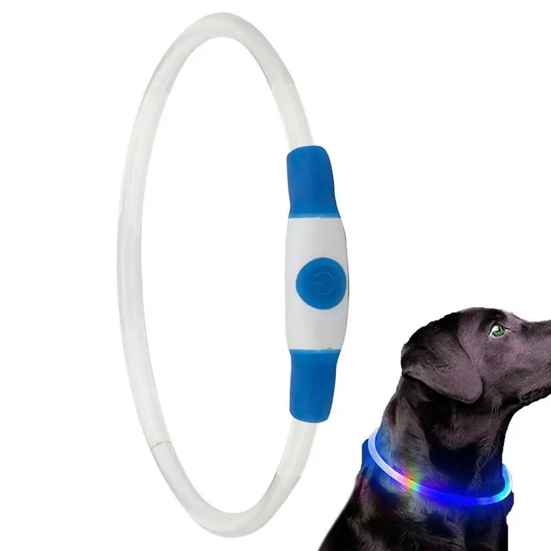 

Night Dog Collar LED Rechargeable Pet Necklace Glowing Lightweight LED Puppy Necklace USB Rechargeable Keep Your Dogs Visible &