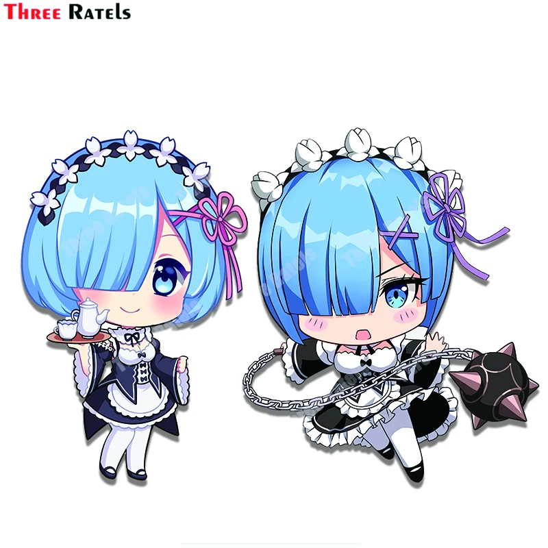 

Три Ratels B128 Re Zero Rem Chibi аниме милая мультяшная Наклейка на окно ноутбука украшение для BMW