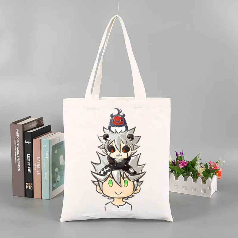 Женская Повседневная Холщовая Сумка-тоут С Принтом Черного Клевера В Стиле Аниме