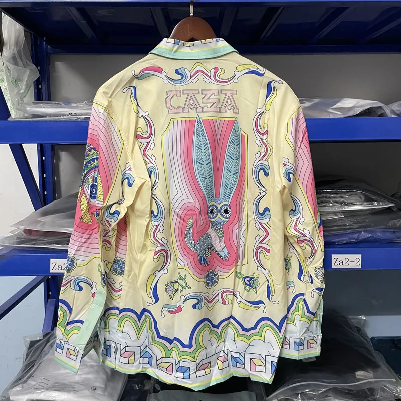 

Men Casablanca Long-sleeve Shirt Oversized Women Pocket Hawaiian Shirts