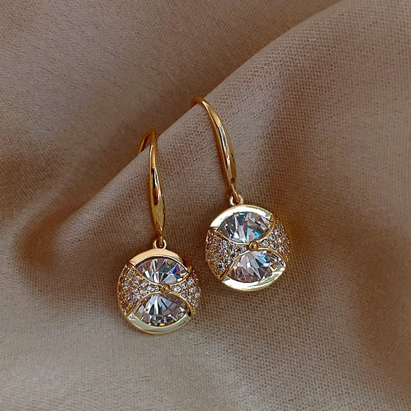

New Luxury Gold Color Drop Earrings for Women Elegant Bridal Wedding Earrings Anniversary Gift New Trendy Jewelry Drop Ship