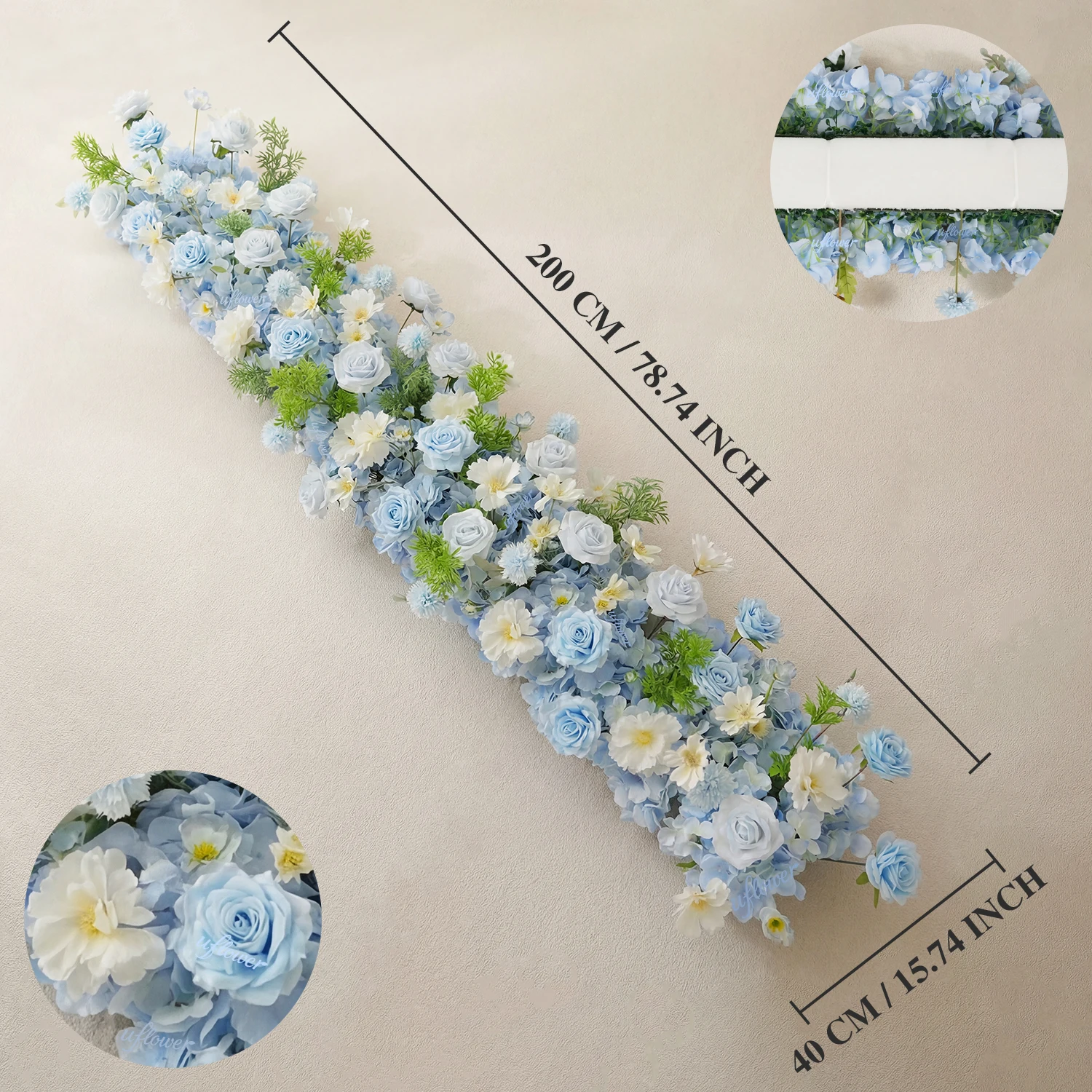 Фото Искусственные цветы Uflower Luxury Blue Rose: композиция для свадебного стола, декор для стены, арки, вечеринок и мероприятий №5