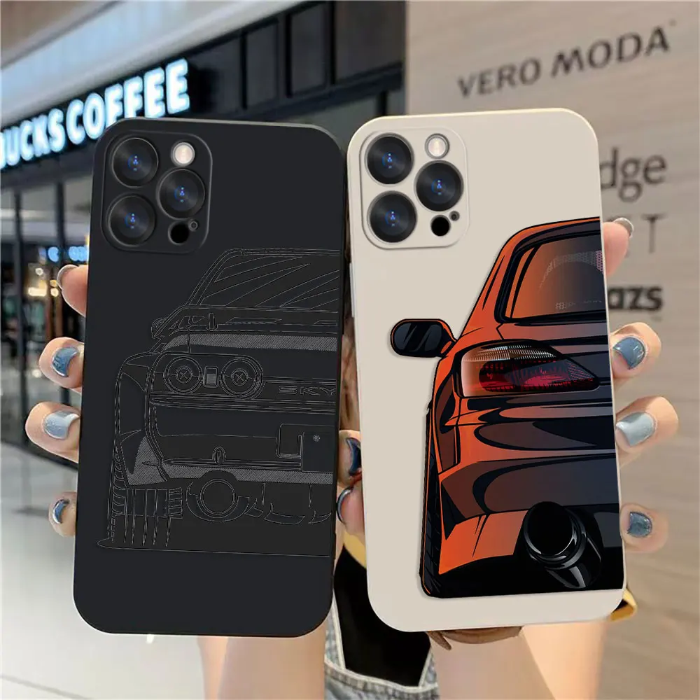 Case For Apple iPhone 14 13 12 11 Pro XS Max Mini X XR SE 7 8 6 6S Plus Case Cover Funda Cqoue Shell Capa Cartoon JDM Drift Car