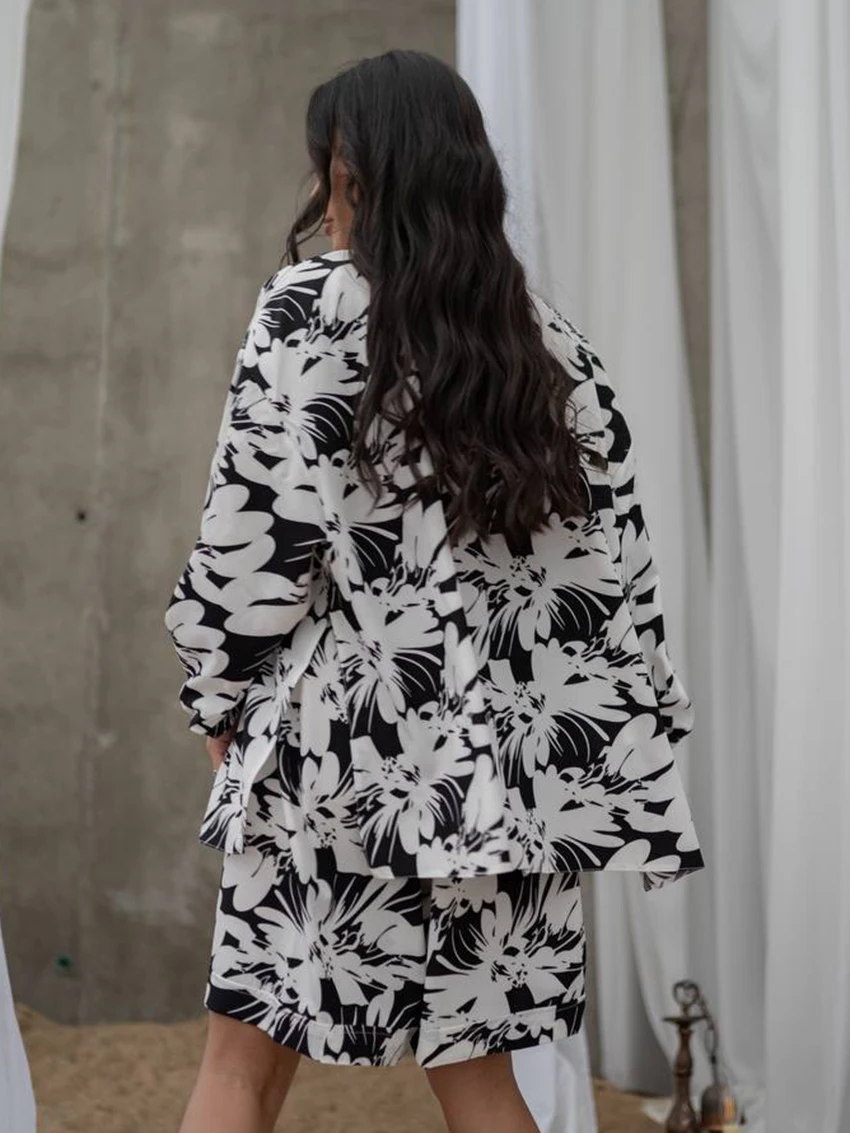 Marthaqiqi женский комплект одежды для сна с принтом пижама отложным воротником