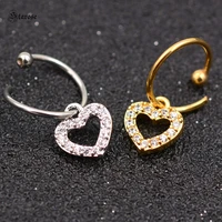 2pcs 20g pin gold color zircon heart star auricle helix piercing nose ring tragus hoop daith piercing moon cartilage earrings
