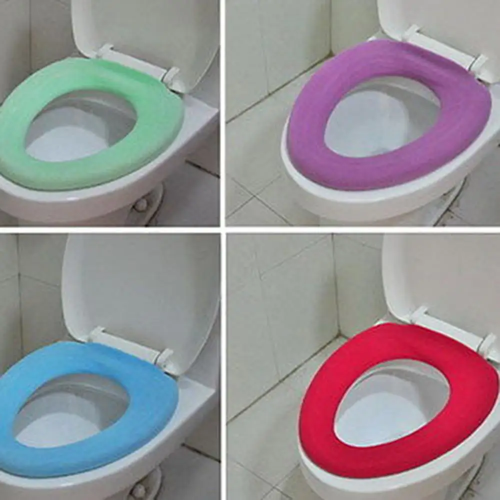 

Home Decor Washable Toilet Lid Cover Pads Comfortable Wc Cloth Bathroom Accessories Closestool Mat Soft Cloth Seat Case Colorful