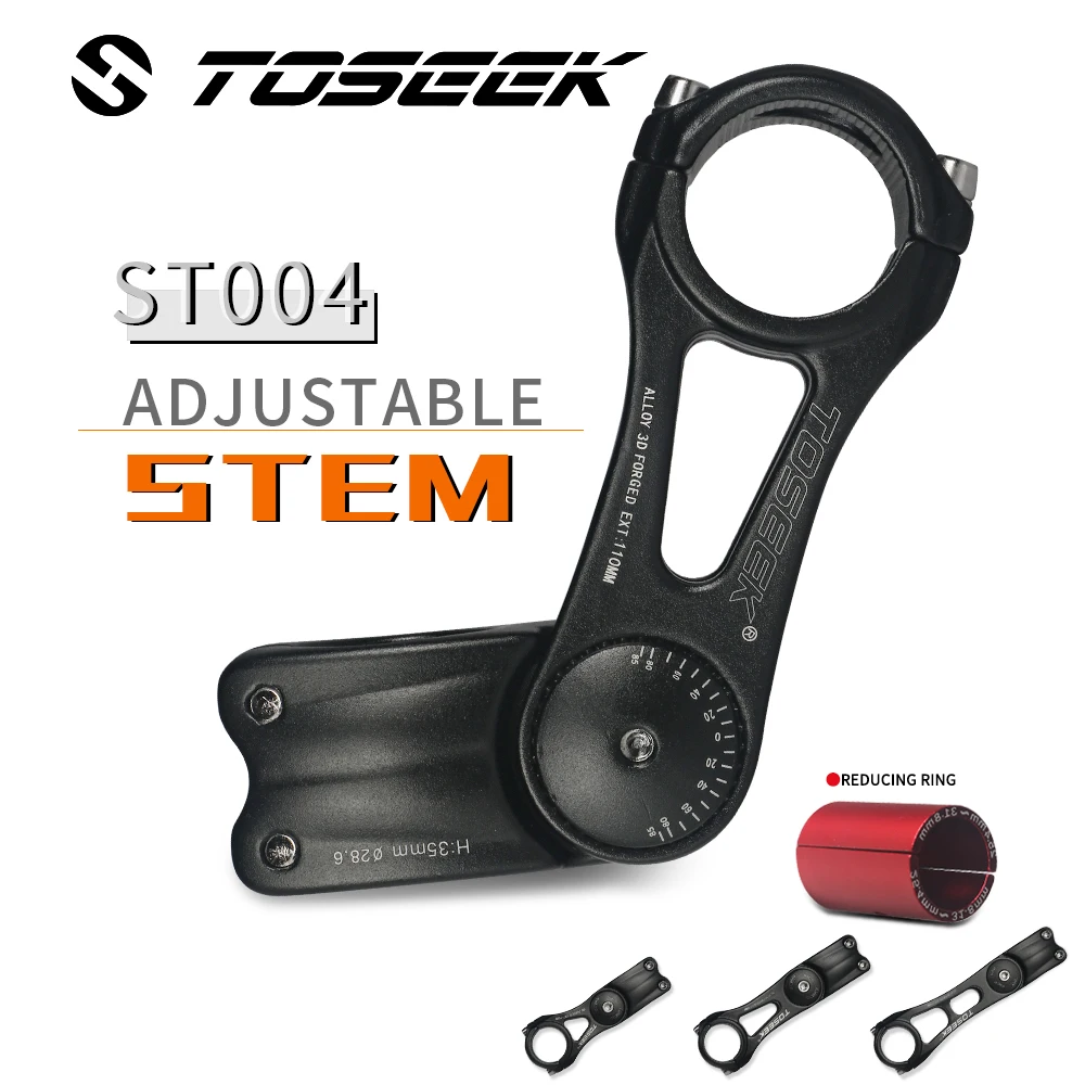 

TOSEEK Bicycle Stem Adjustable -85 To 85 Degree Length 90/110/145mm Handlebar 25.4/31.8mm Fork 28.6mm For XC Mountain Road Bike
