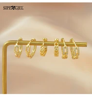 sipengjel fashion geometric link chain hoop earrings set hip hop punk round circle earrings for women jewelry gift 2022