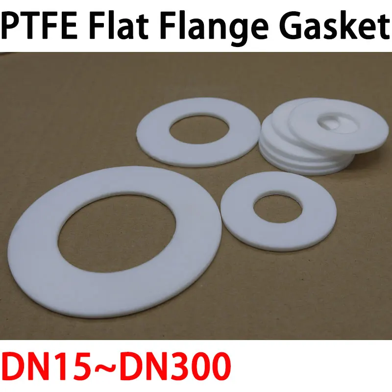 

ID 6mm~219mm PTFE Flat Flange Gasket Thickness 2mm-3mm O Ring Seal Spacer Oil Resistance Washer Round Shape White