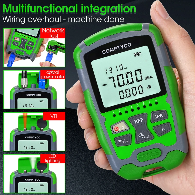 4In1 Multifunction Fiber Network Cable Tester AUA-MC70 Optical Power Meter -70~+10dBm Visual Fault Locator 10MW VFL FTTH OPM