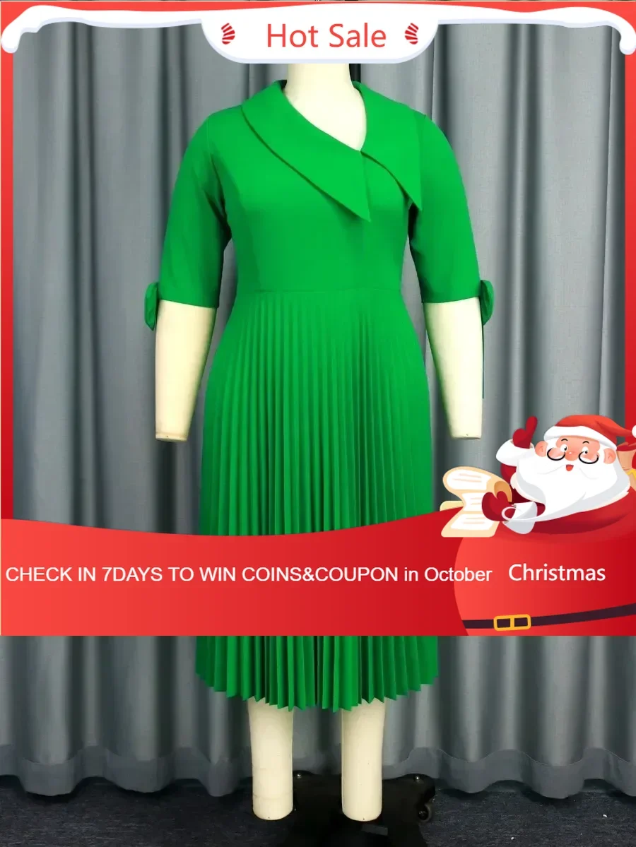 Женское элегантное зеленое плиссированное церковное платье с нестандартным