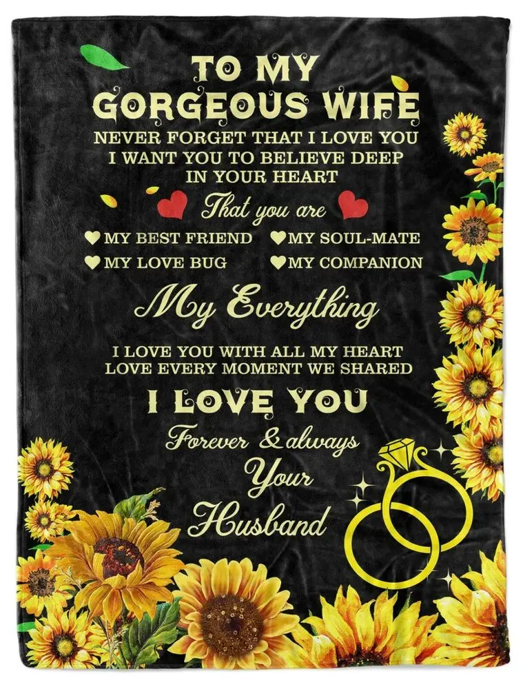 

Sunflower Fleece Blanket Gift For Wife From Husband Sherpa Blankets Christmas