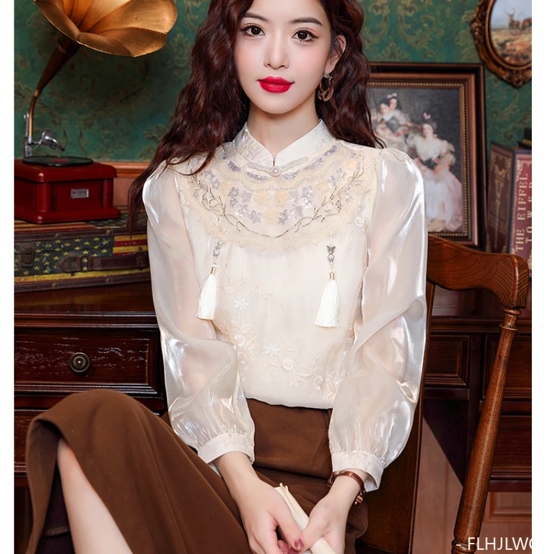 Лидер продаж дизайнерские топы в китайском стиле с вышивкой бисером и