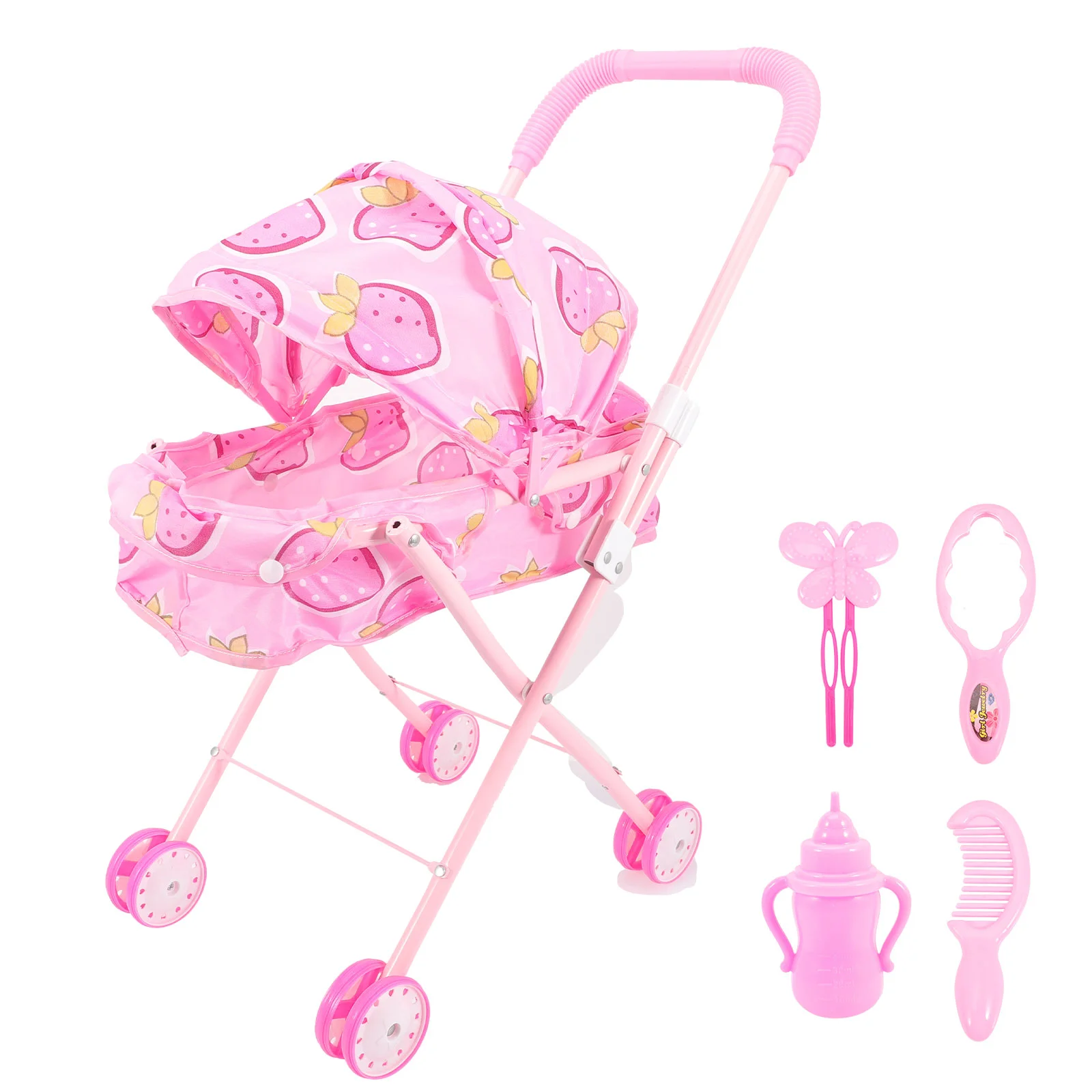 

Doll Stroller Toys Kids Simulated Stroller Model Playset Doll Accessories Baby Doll Trolley Pretend Toy Girl