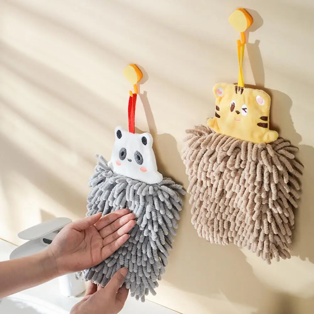 

Handkerchief Towels Hand Towel Soft Strong Absorption Chenille Fast Dry Cartoon Hanging Towel for Bathroom Home Textile
