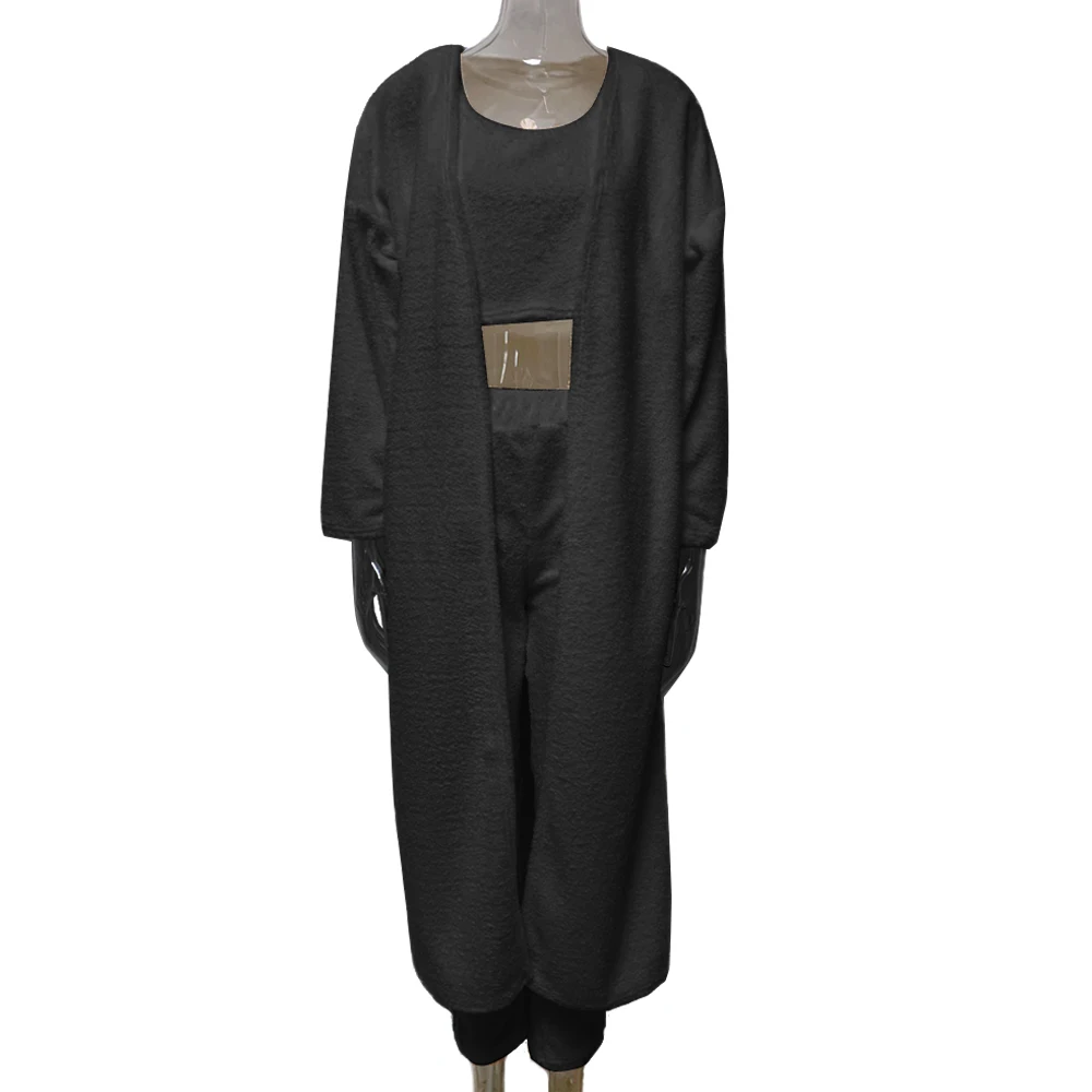 Женская домашняя одежда комплект из 3 предметов однотонная флисовая майка + брюки