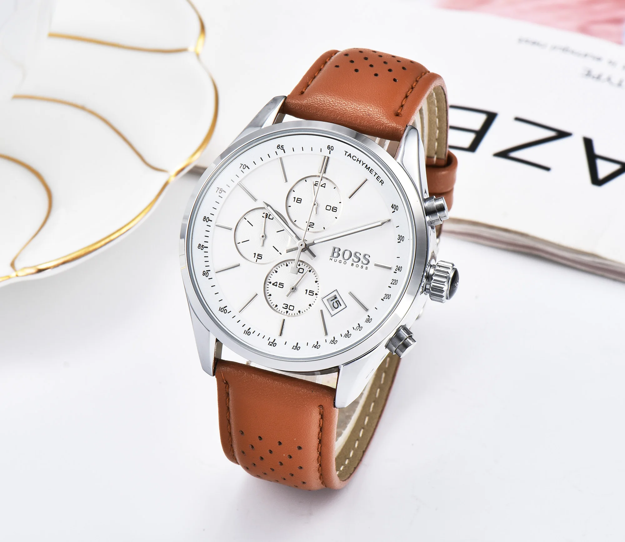 High Quality Hugo Boss Watches for Men Chronograph Top Belt Strap Business Fashion Wrist Watch Quartz Movement