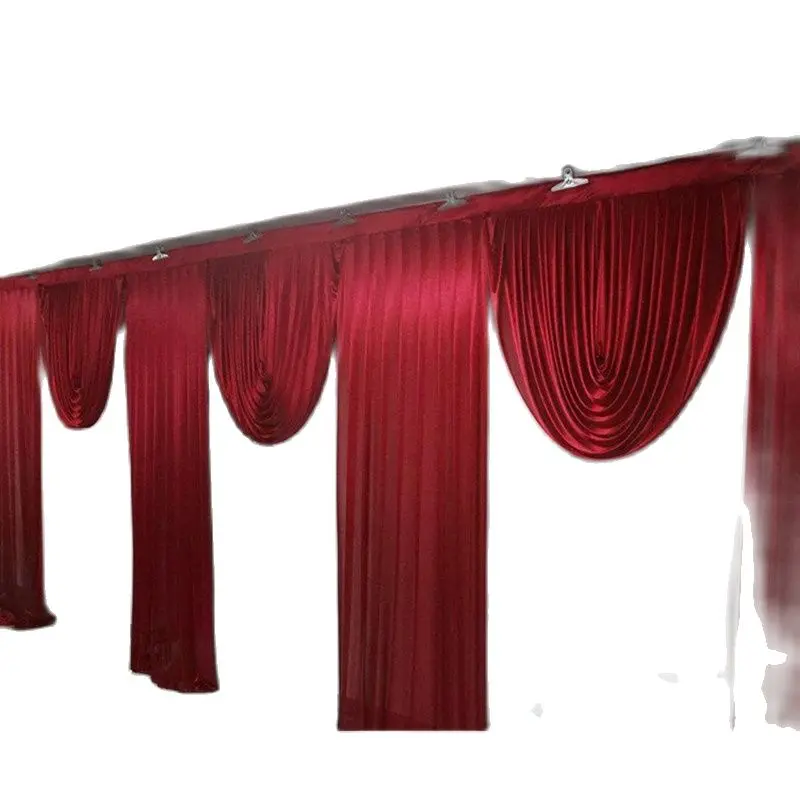 

20ft long burgundy color wedding curtain swags drape backdrop Party wedding decoration Stage Background Swags Satin Wall Drapes