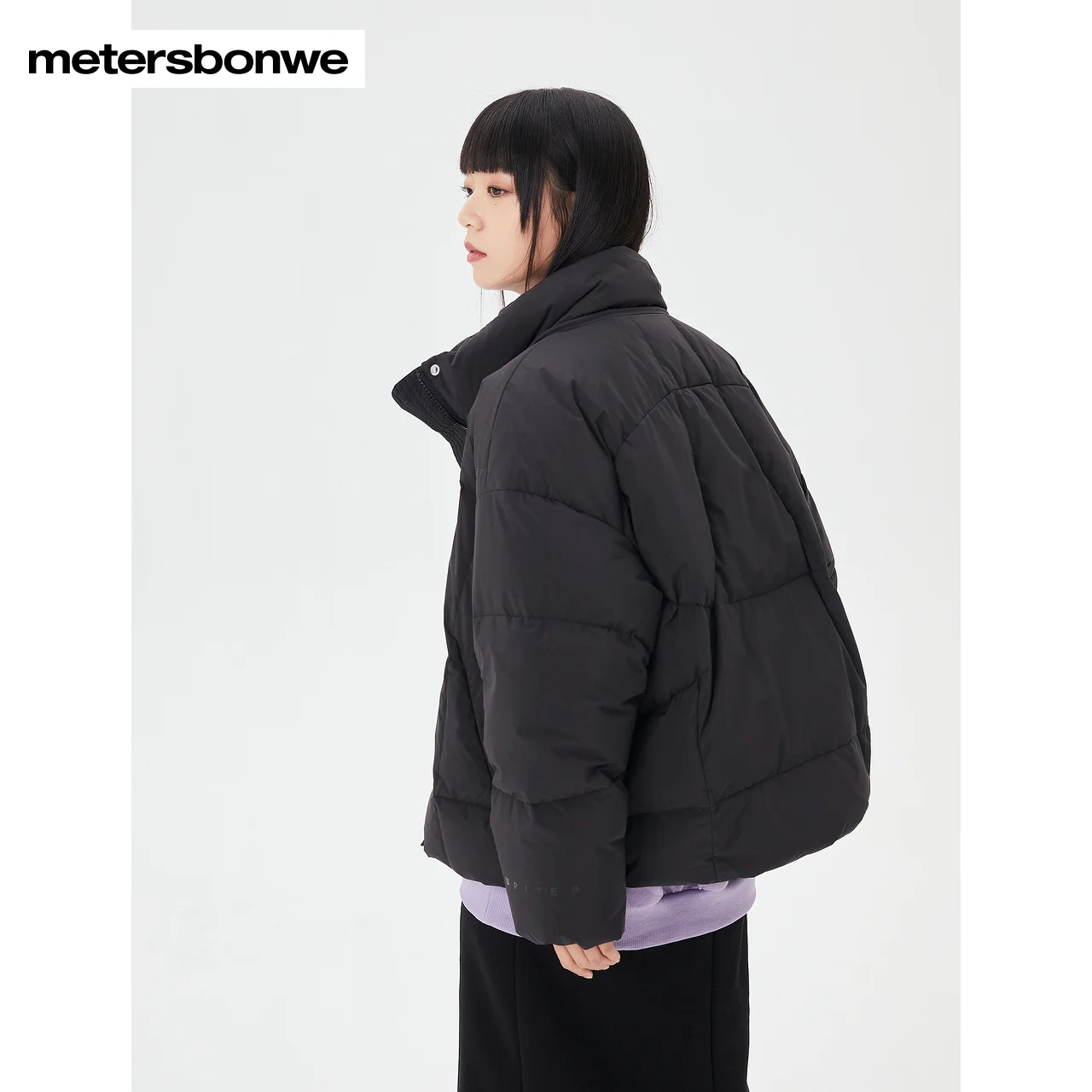Metersbonwe Women's Unique Design Line Standing Collar Down Jacket Winter New Fashion Outerwear Warm Super Loose Coat Brand Tops