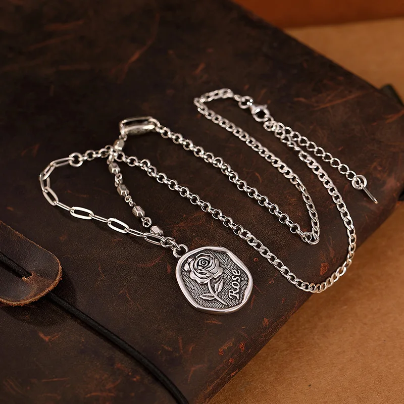 

Ожерелье MeiBaPJ из стерлингового серебра S925 пробы с розой в стиле хип-хоп тренд ins стильная Подарочная Модная бижутерия для женщин YH