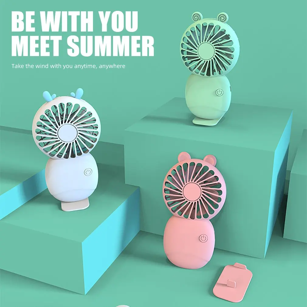 

Fan Summer Mini Handheld Desktop Fan USB Rechargeable Wind Power Cooling Fan With Base Mobile Phone Bracket For Outdoor Office