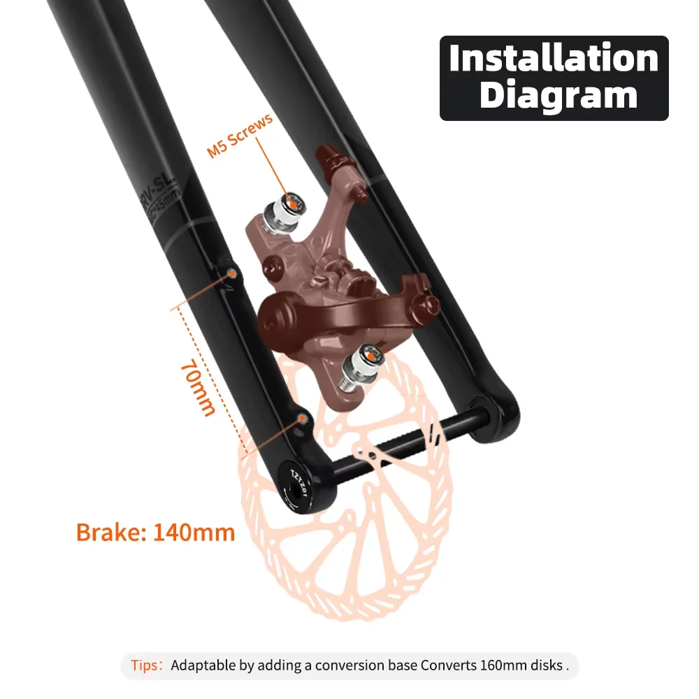 TOSEEK гравийная велосипедная вилка из углеродного волокна дорожная внутренний