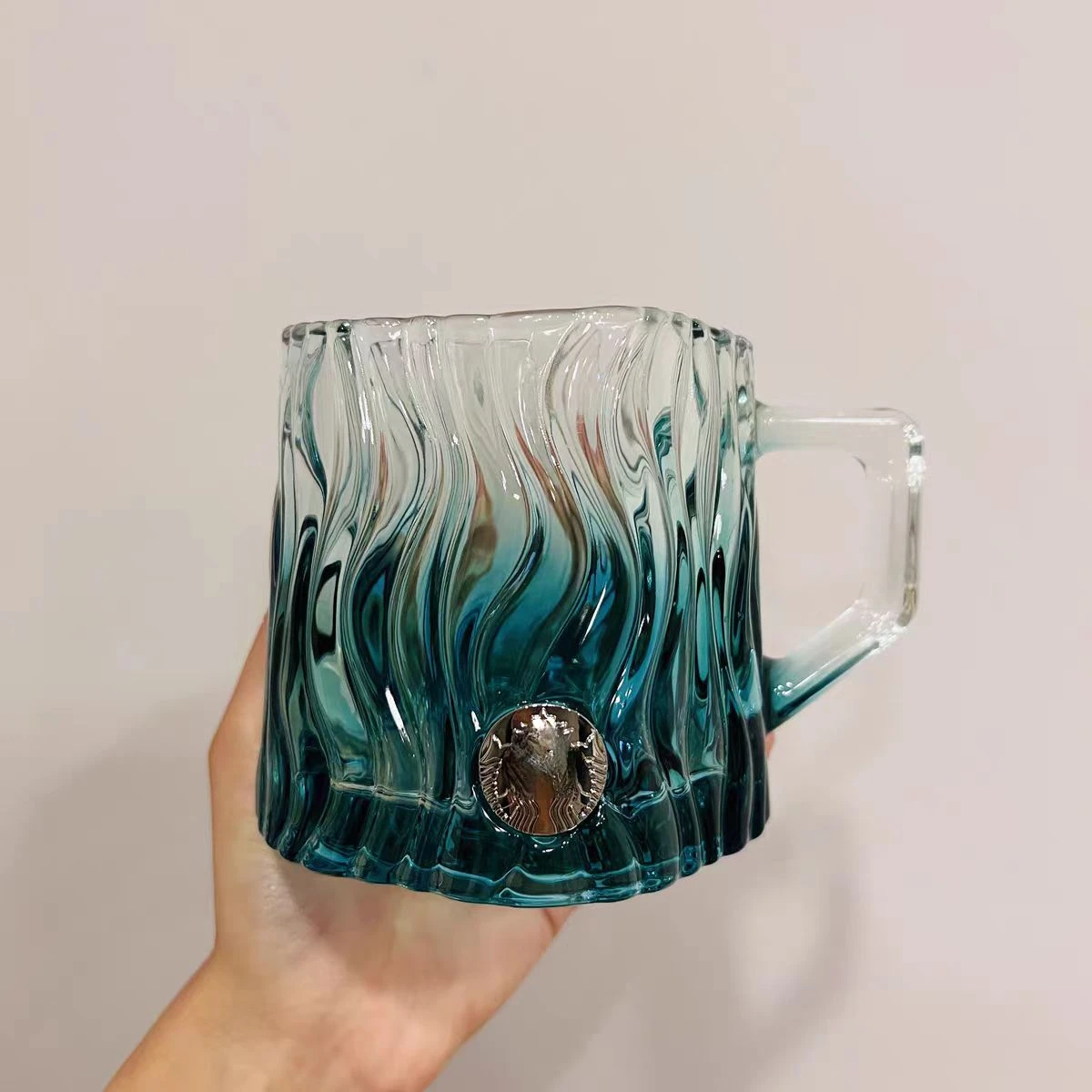 

Mint Green Gradient Striped Glass Cup
