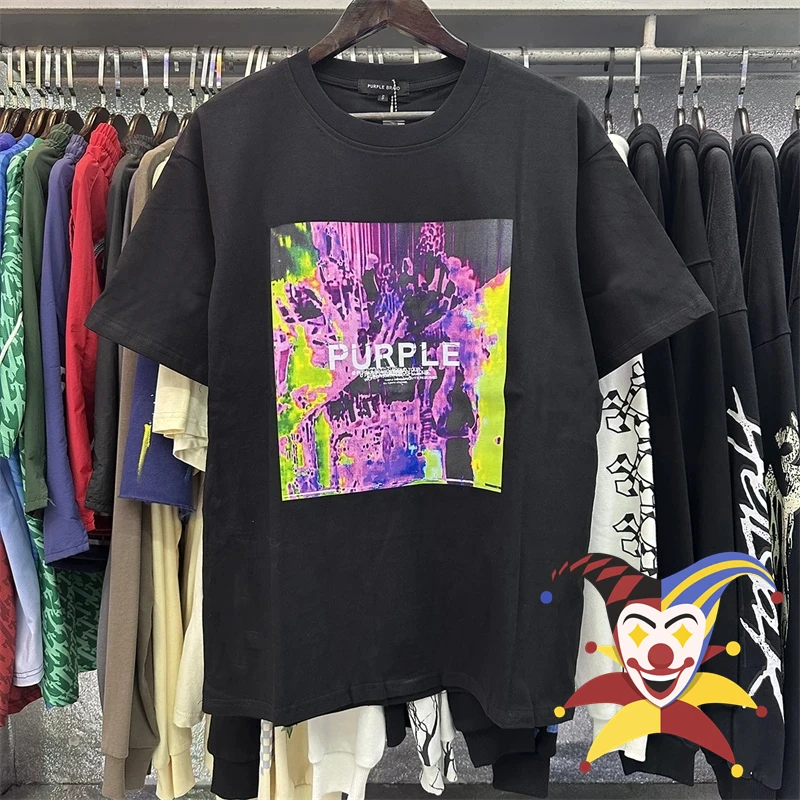 

PURPLE T Shirt Men Women High Street T-shirt Box Printing Top Tee Short Sleeve