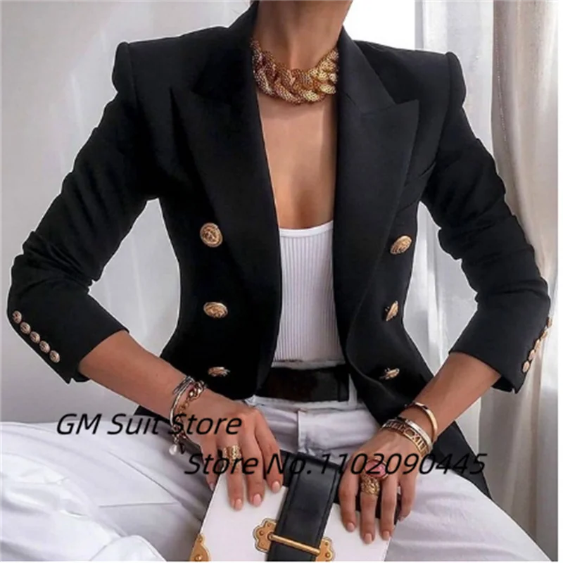 2022 New Elegant Gun Lapel Button Suit Women's Slim Comfort Fit Double Breasted Blazer for Wedding Dinner or Celebration Party