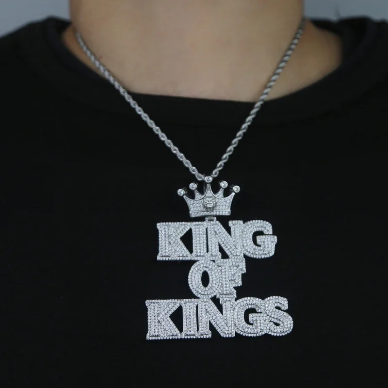 Сверкающее ожерелье с кулоном в виде буквы короля цирконом микро-ПАВЕ кубический