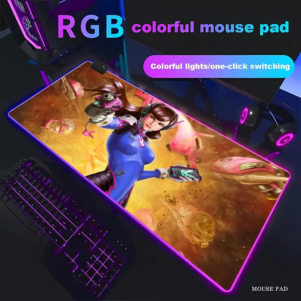 Фото Игровой коврик для мыши RGB C-Cabinet Kawaii XXL с изображением сексуальной аниме-девушки Overwatch Mercy, коврик для клавиатуры, коврик для ноутбука, игровой настольный коврик №1
