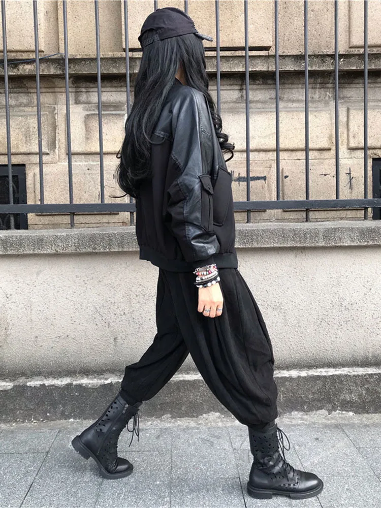 Женская винтажная Куртка Max LuLu черная свободная Байкерская верхняя одежда из