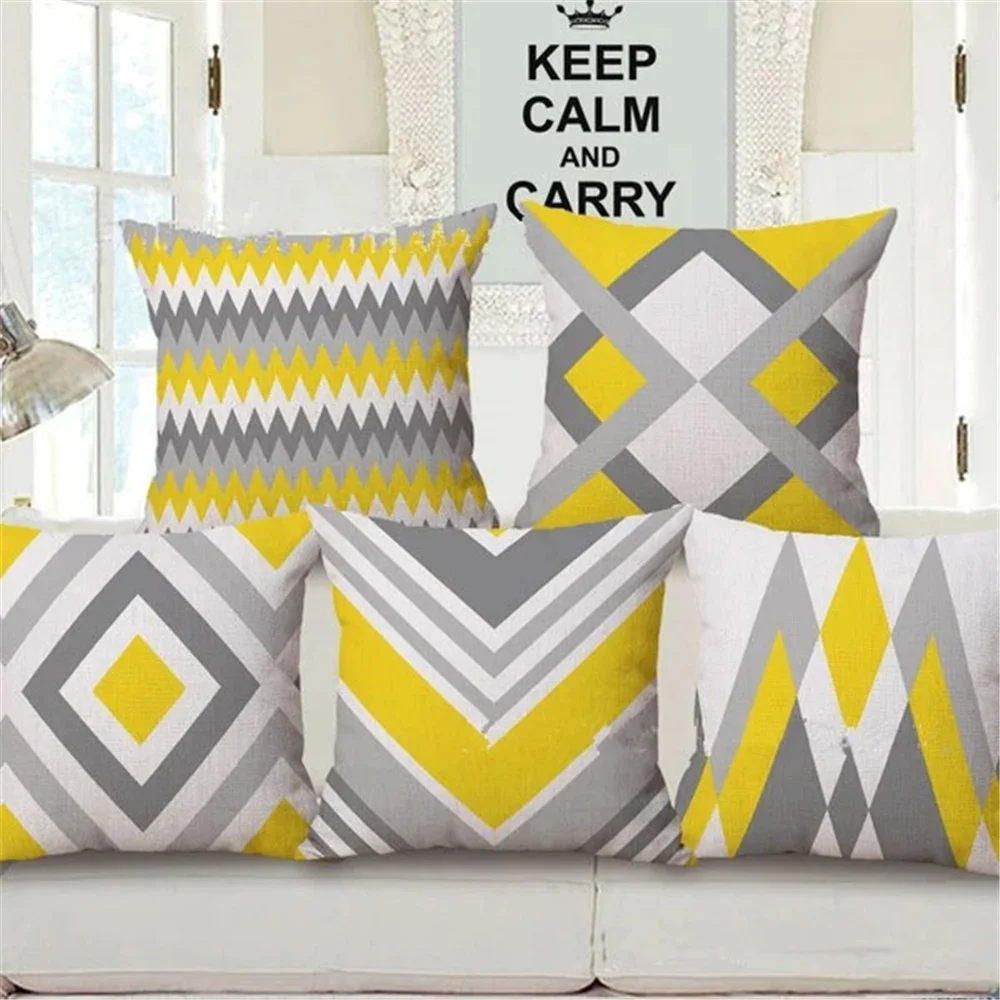 

18inch Fashion Geometric Stripe Pattern Home Decoration Pillowcase Car Sofa Cotton Linen Throw Pillow Cushion Cover Pillow Case