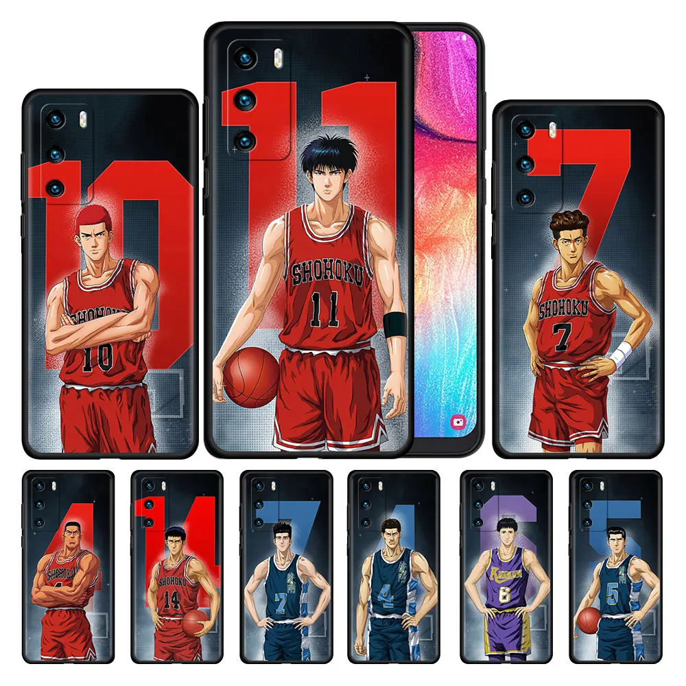 

Case For Huawei P30 P Smart Z P40 Lite E Y7 P20 Y6 Honor 8X 50 20 Pro 30i Y9 2018 Black Soft Phone Coque BasketBall SLAM DUNK