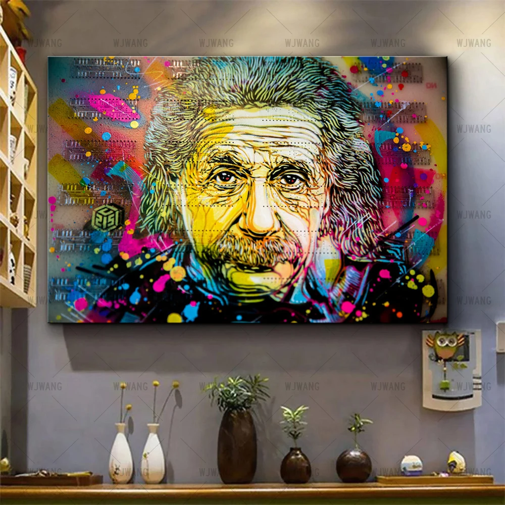 

Abstract Oil Painting Einstein Graffiti Canvas Paintings Poster and Prints Wall Art Pictures for Living Room Home Decor Cuadros